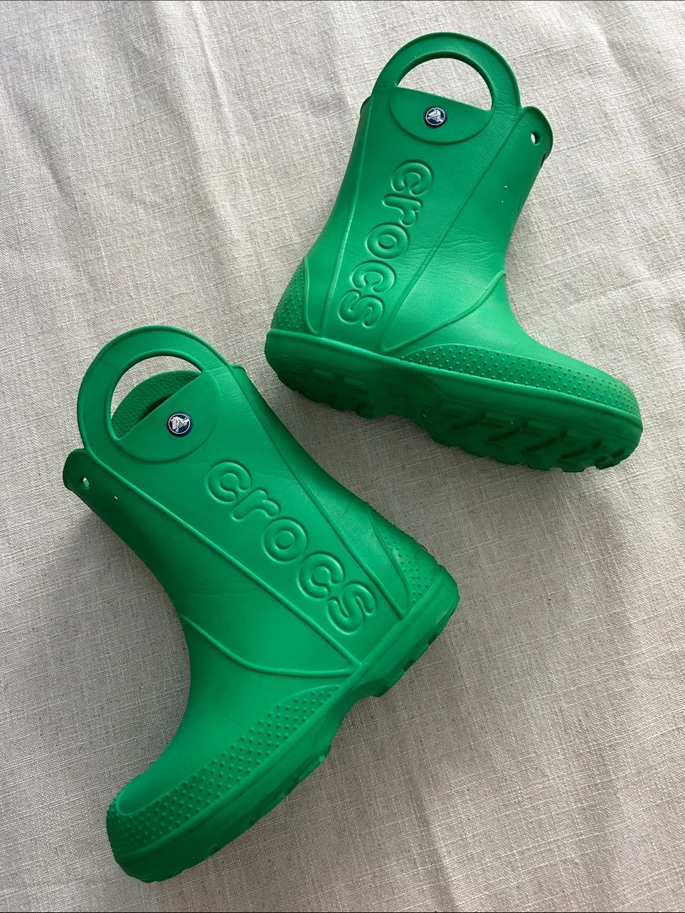 CROCS Handle It Rain-boot Kids' Green Size 2 Waterproof Playful Boots